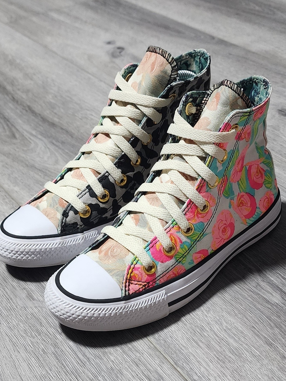 Converse Chuck Taylor All Star High Top Rose & Leopard Print Sneakers Womens 5.5